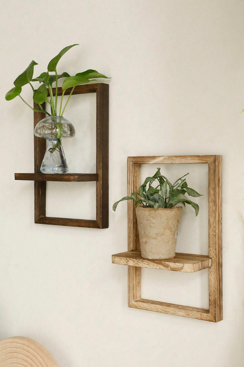 The Frame of Nature – Wooden Wall Shelf Duo