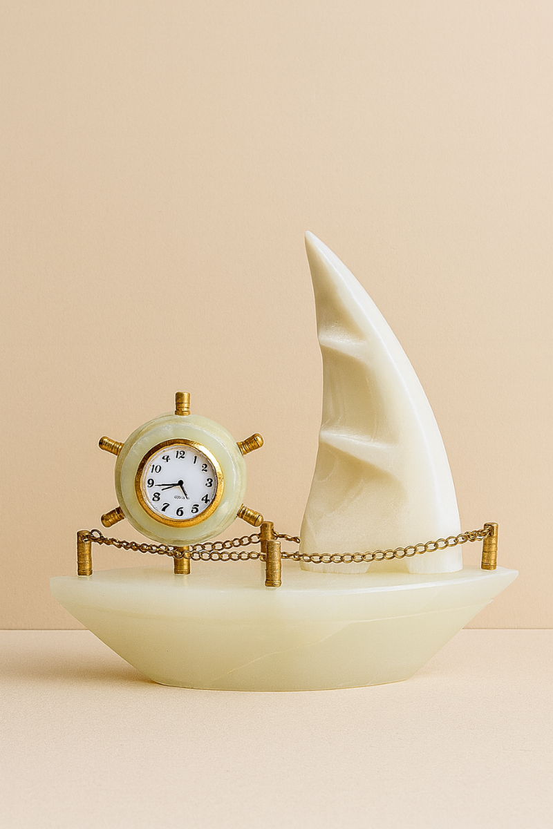 The Voyager Clock – Onyx Sailboat Edition