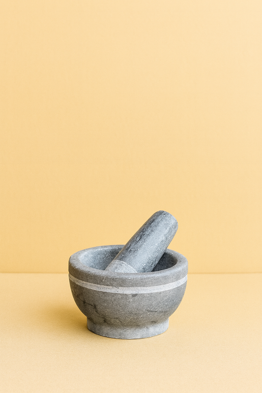 Handcrafted Grey Marble Mortar & Pestle – Traditional Elegance for Your Kitchen