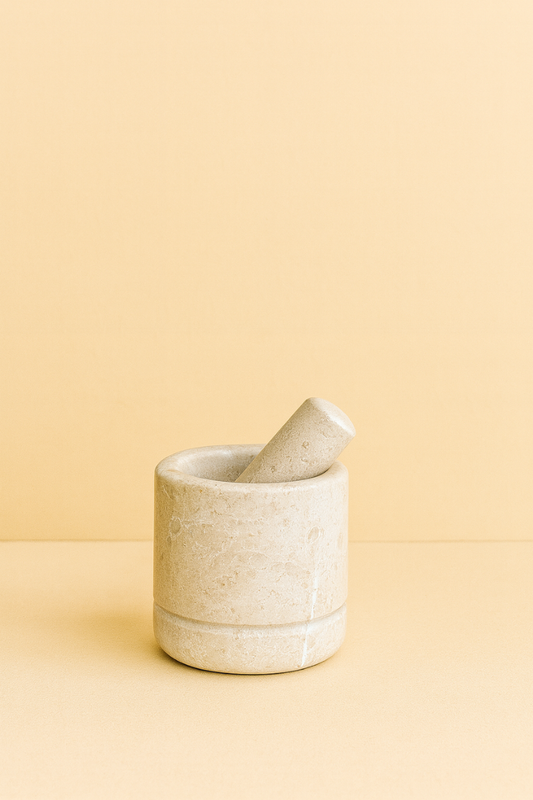 Beige Marble Mortar & Pestle – Handcrafted Natural Stone Grinder