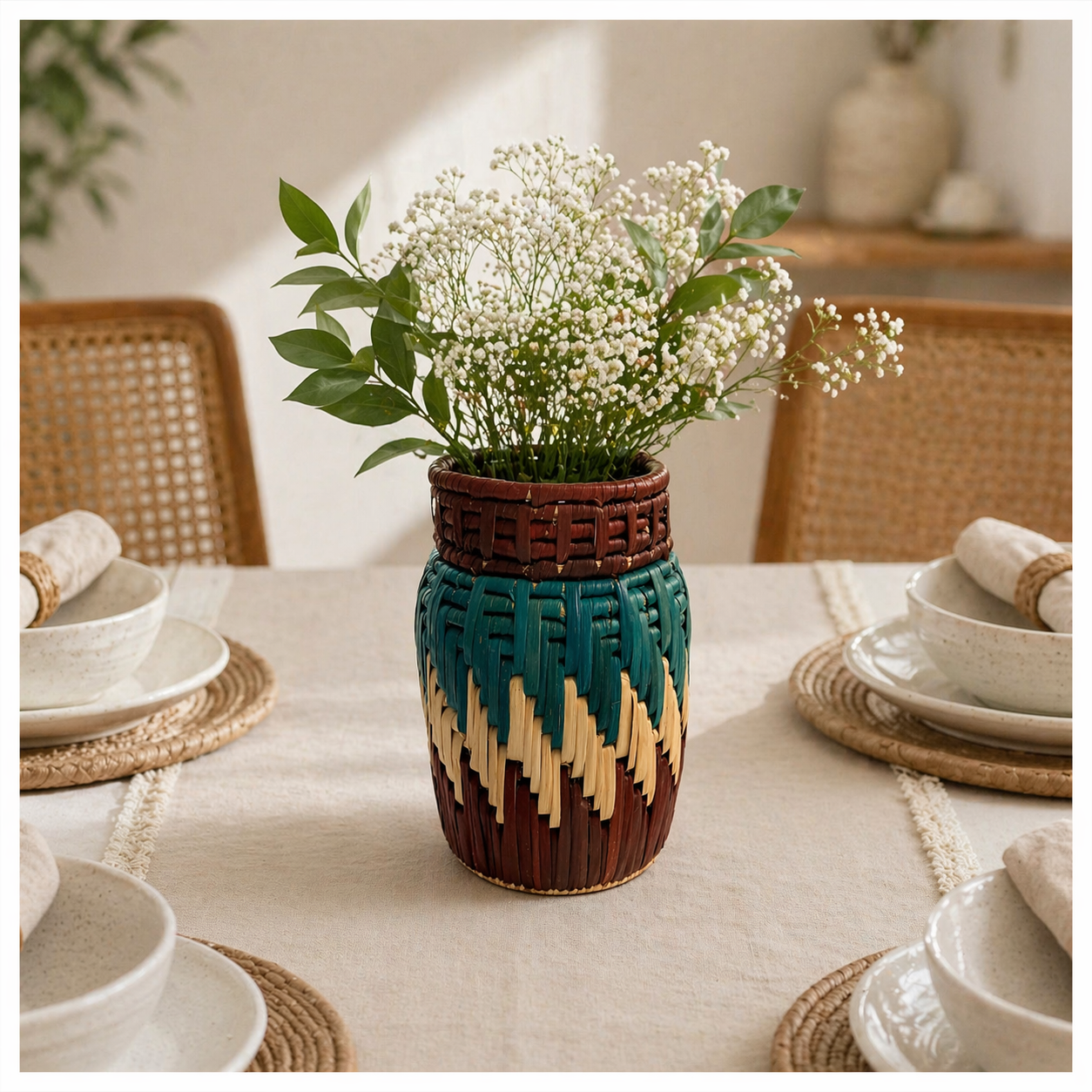 Handwoven Decorative Basket Vase