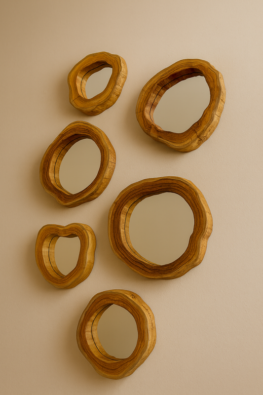 Reflections of Nature – Wooden Mirror Wall Art Set