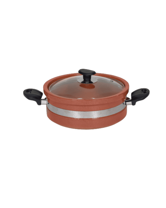 Flat Glazed Clay Karahi - Zavira